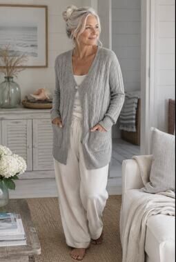 Grey Women's Unbranded Grandma Core Front Button Cardigan